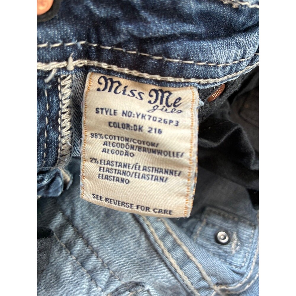 Miss Me Girls Denim Cuffed Capri Jean SZ 12 Sequin Embellished Y2K - Picture 12 of 13